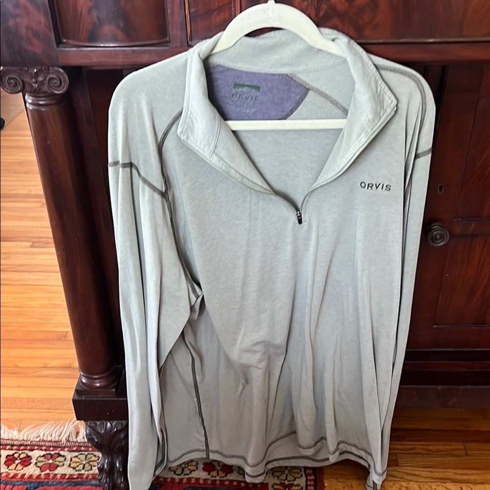 Orvis Gray Zip Up Sweater